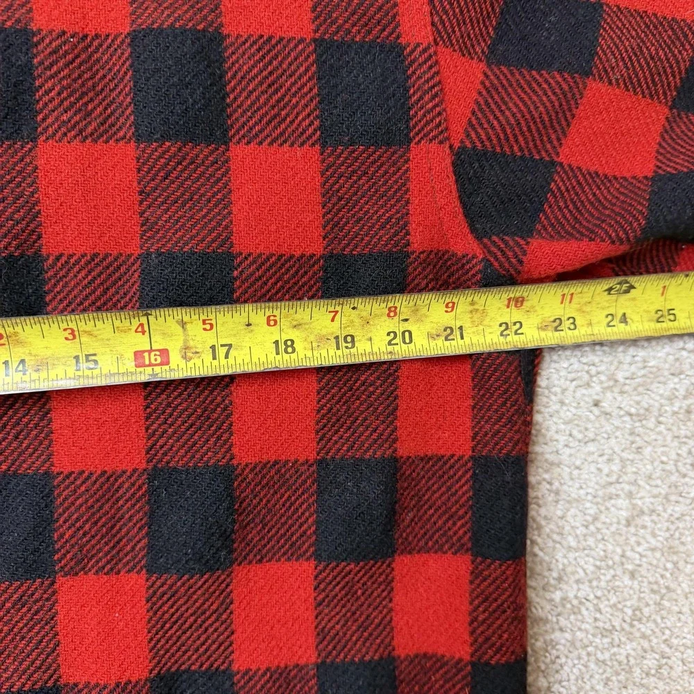 Vintage Buffalo Plaid Shirt Mens Large Red Wool Flannel Long Sleeve Button Up